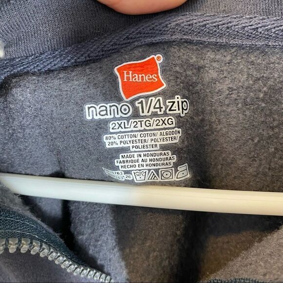 Men’s Hanes Nano 1/4 Zip Grey Jacket Size 2XL - Picture 2 of 5